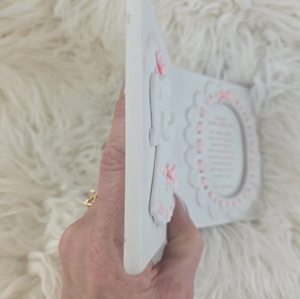 Precious Moments Angel Photo Card Holder Vintage Pink White